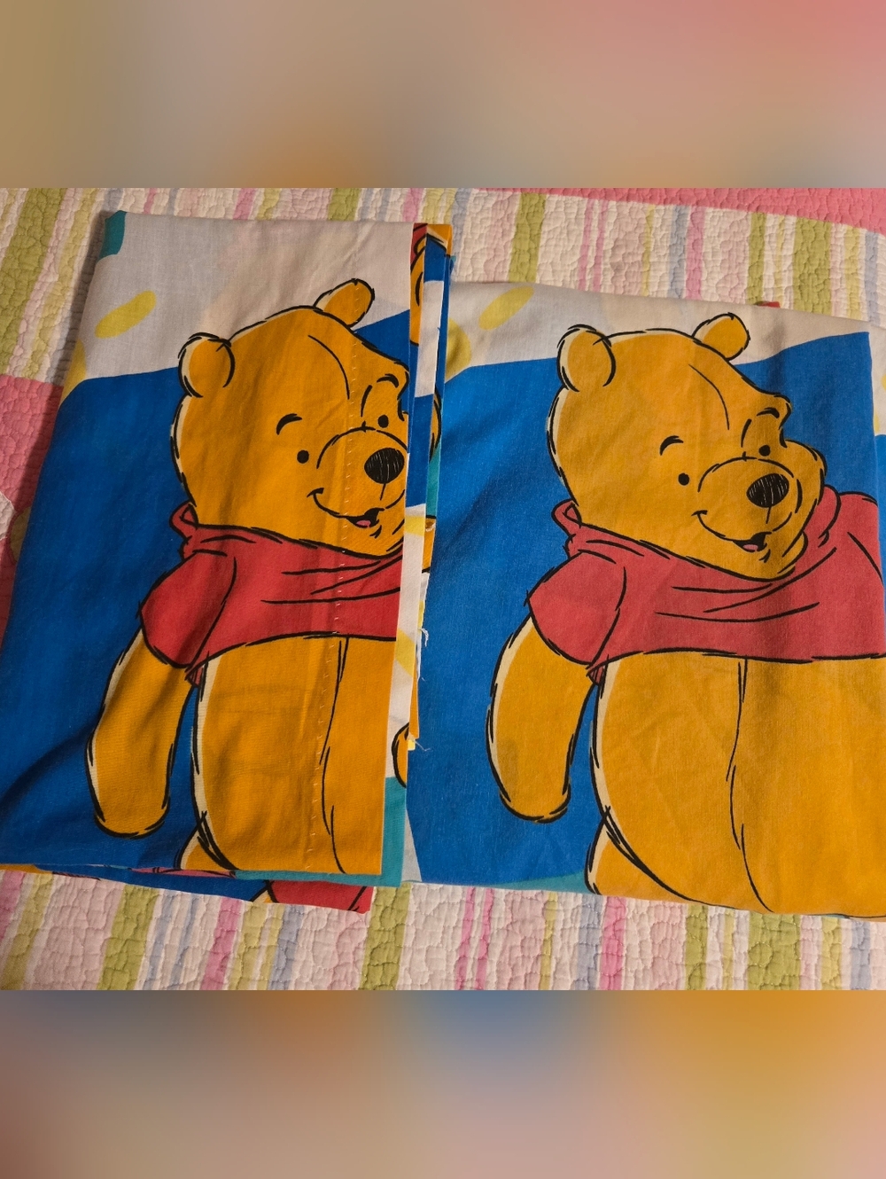 Vtg Winnie the Pooh Twin Flat Sheet - And 1 Curtain